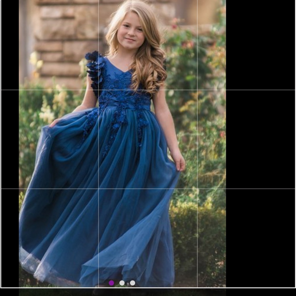 Royal blue flutter sleeve gown